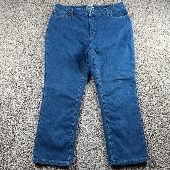 LL Bean Classic Fit fleece lined denim Jeans Blue 18 Petite Warm Winter outdoor - Picture 2 of 12